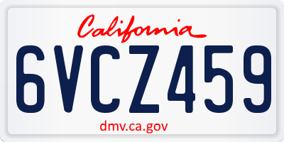 CA license plate 6VCZ459