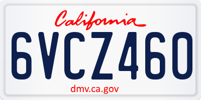 CA license plate 6VCZ460