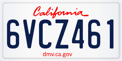 CA license plate 6VCZ461