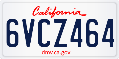 CA license plate 6VCZ464