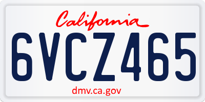 CA license plate 6VCZ465