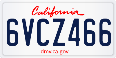 CA license plate 6VCZ466