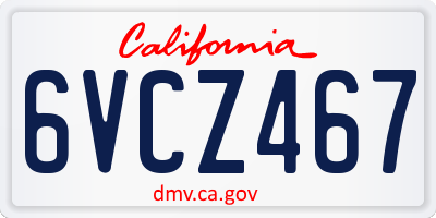 CA license plate 6VCZ467