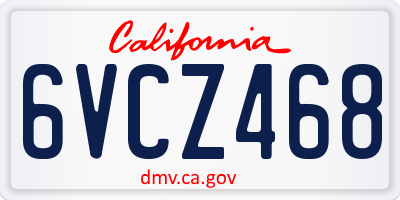 CA license plate 6VCZ468