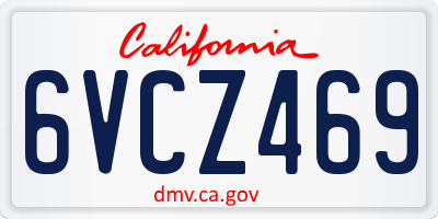 CA license plate 6VCZ469
