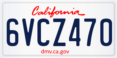 CA license plate 6VCZ470