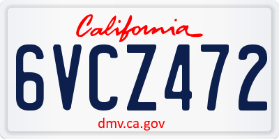 CA license plate 6VCZ472