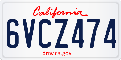 CA license plate 6VCZ474