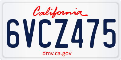 CA license plate 6VCZ475