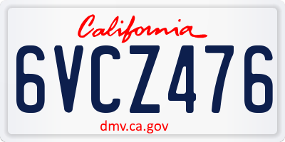 CA license plate 6VCZ476
