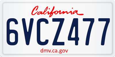 CA license plate 6VCZ477