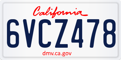 CA license plate 6VCZ478
