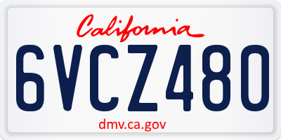 CA license plate 6VCZ480