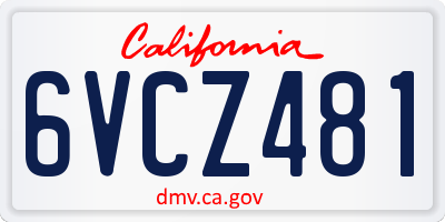 CA license plate 6VCZ481