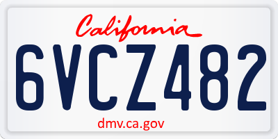 CA license plate 6VCZ482