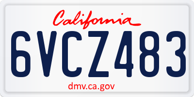 CA license plate 6VCZ483