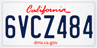 CA license plate 6VCZ484