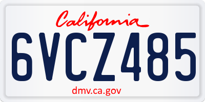 CA license plate 6VCZ485