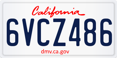 CA license plate 6VCZ486