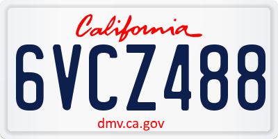 CA license plate 6VCZ488