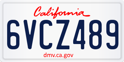 CA license plate 6VCZ489