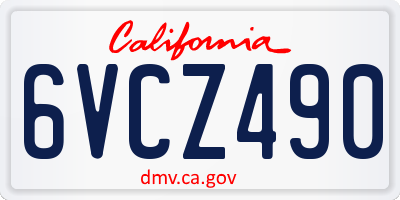 CA license plate 6VCZ490