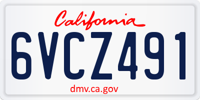 CA license plate 6VCZ491