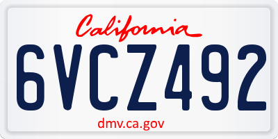 CA license plate 6VCZ492