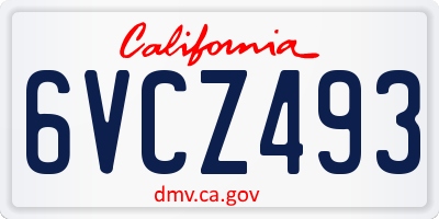 CA license plate 6VCZ493