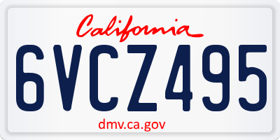 CA license plate 6VCZ495