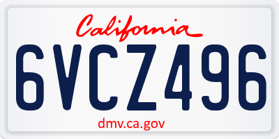 CA license plate 6VCZ496