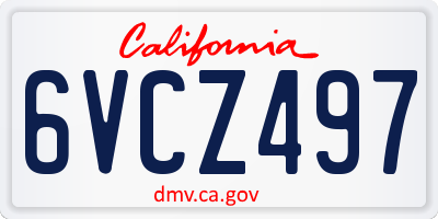 CA license plate 6VCZ497