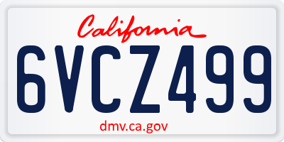 CA license plate 6VCZ499
