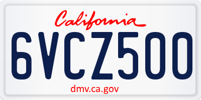 CA license plate 6VCZ500