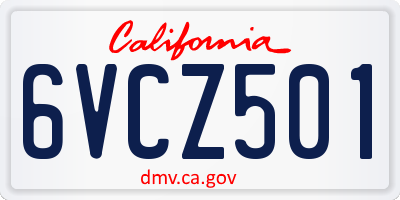 CA license plate 6VCZ501