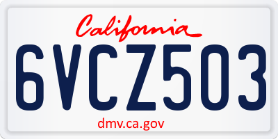 CA license plate 6VCZ503