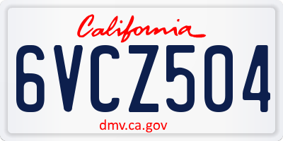 CA license plate 6VCZ504