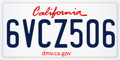 CA license plate 6VCZ506
