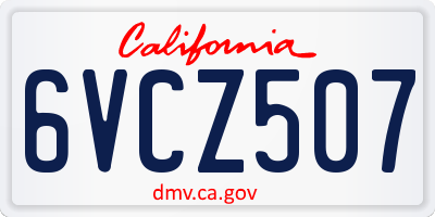 CA license plate 6VCZ507