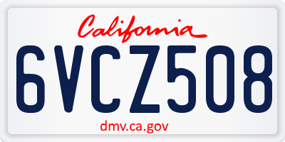 CA license plate 6VCZ508