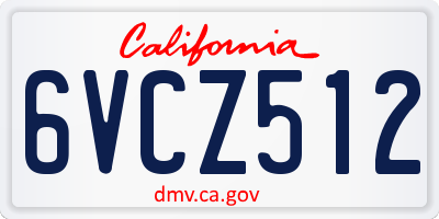 CA license plate 6VCZ512