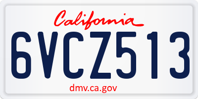 CA license plate 6VCZ513