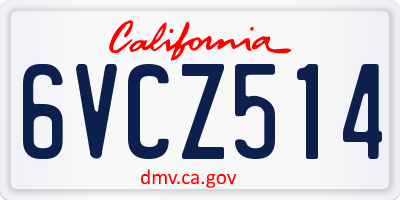 CA license plate 6VCZ514