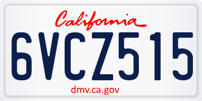 CA license plate 6VCZ515