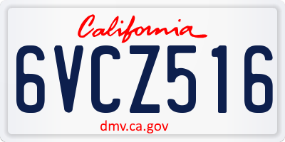 CA license plate 6VCZ516