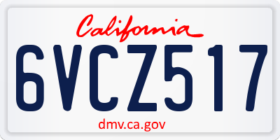 CA license plate 6VCZ517