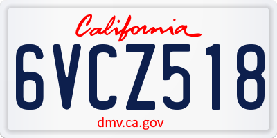 CA license plate 6VCZ518