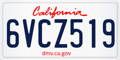 CA license plate 6VCZ519