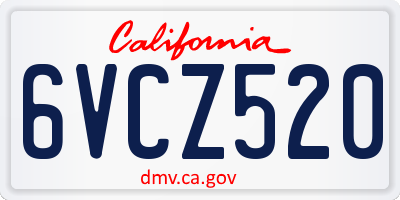 CA license plate 6VCZ520