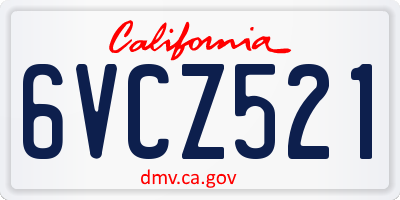 CA license plate 6VCZ521
